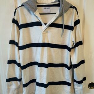 Old Navy Black and White Striped Hoodie